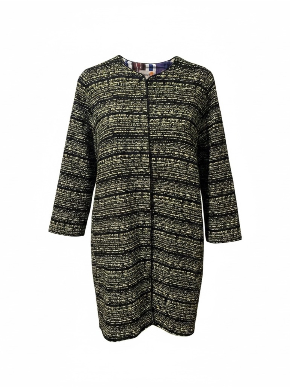 Tucker Black and Cream Long Sleeve Coat-Style Dress